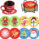 MaitianGuyou 8 PCS Christmas Diamond Painting Coasters,DIY Christmas Diamond Art Coaster Kit with Holder for Beginners Adults Craft Supplies Home Decoration