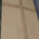 Benzara Rena Counter Height Bench- Trestle Legs with Footrests- Mahogany Wood Frame