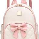 I IHAYNER Mini Backpcak for Women Small Bowknot Quilted Leather Backpack Purse for Girls Personalized Trendy Stuff Gifts Light Pink