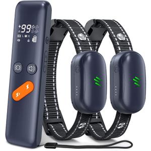 Dog Shock Collar - Electric Dog Training Collar with Remote for 2 Dogs, IPX7 Waterproof Vibrating Dog Collar with 4 Training Modes, Rechargeable E-Collar for All Breeds, Sizes