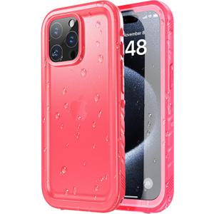 SPORTLINK for iPhone 15 Pro Case Waterproof - Built in Screen Protector [IP68 Underwater][6.6FT Military Dropproof][Dustproof][Shockproof] Full Body Protective Phone Case 6.1" Pink
