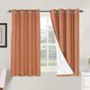 H.VERSAILTEX 100% Blackout Curtains for Bedroom Thermal Insulated Linen Textured Curtains Heat and Full Light Blocking Drapes Living Room Curtains 2 Panel Sets, Orange, 52x54 Inch