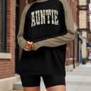 Long Sleeve Mama Shirts for Women Mama Letter Printed T Shirt Auntie Graphic Tees Funny Mom Pullover Top (Black, M)