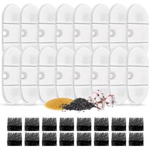 Cat Water Fountain Filters for Capsule 71oz/2.1L BPA-Free Cat Pet Fountain,Pack of 16 Replacement Filters with 16 Pre-Filter Sponges