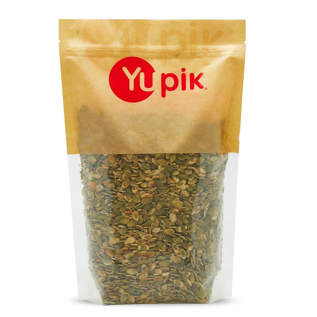 Yupik Dry Roasted Pumpkin Seeds, No Shell, 2.2 lb (35.3 oz), Gluten-Free, GMO-Free, Kosher, Shelled Pepitas, Unsalted, Oil-Free, Plant-Based Protein, Fiber Source, Ideal for Baking & Topping (EXP 02/26/27)