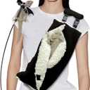 Adjustable Fluffy Bearded Dragon Sling Carrier Bag, Reptile Carrier with Leash Harness Lizard Cage Accessories for Small Animal, Kitty, Ferrets, Squirrel, Hamsters,Parrot (Black) XL