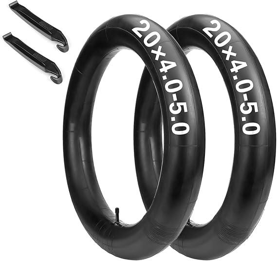 2-Pack 20×4.0-5.0 Fat Tire Bike Tubes: Heavy Duty Bike Tube with AV 32mm Schrader Valve, Compatible with 20x4.0 20x4 1/4 20x4.3 20x4.4 20x4.5 20x4.80 20x4.90 20x5.0 E-Bike/Road Bike/Mountain Bike