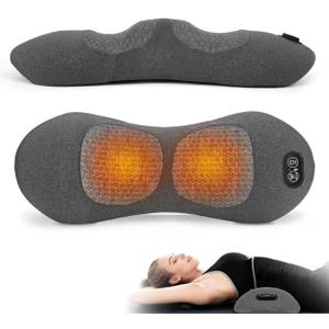 3-in-1 Electric Back Massager Pillow, Rechargeable Lumbar Support Cushion with Heat Vibration