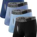 BAMBOO COOL BreezeBoo Men's Ultra Breathable Underwear Mesh Boxer Briefs with Lightwight Wasitband,No Ride Up,Multipack (Medium, 04-black/Light Blue/Navy Blue/Smokey Blue(4 Pack))