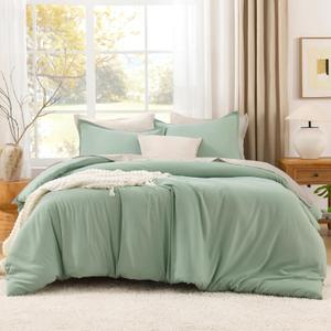 Litanika Oversized King Comforter Set 128x120, 3 Pieces Alaskan King Super King Plus Sage Green Lightweight Solid Bedding Set, All Season Fluffy Bed Set Quilt Blanket