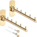 Sumnacon Clothes Rack, 2 Pcs Stainless Steel Clothes Hanger, Wall Mounted Clothes Hanging Organizer, Drying Rack with Swing Arm, Space Saving Hangers for Bathroom Laundry Room Closet, Gold