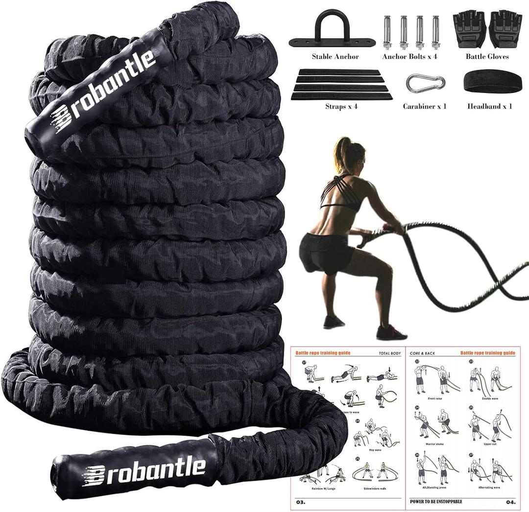 Battle Rope 40FT Battle Rope for Exercise Workout Rope Exercise Rope Battle Ropes for Home Gym Heavy Ropes for Exercise Training Ropes for Working Out Weighted Workout Rope Exercise Workout Equipment