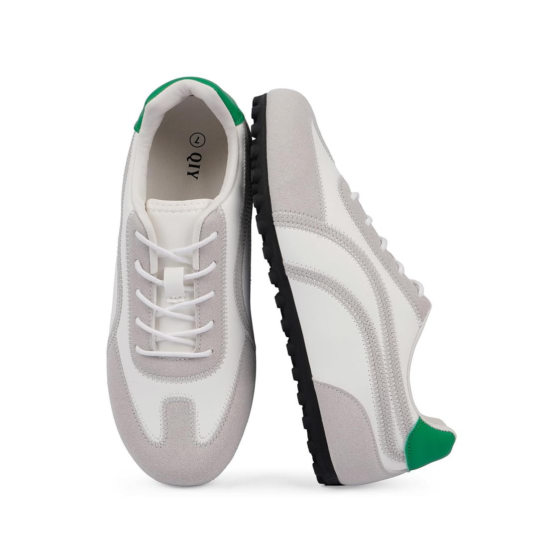QIY Sneakers for Women Casual White Women's Fashion Sneakers Comfortable White Grey Walking Tennis Shoes Slip on Fall Cute Shoes 2026 Size 6