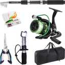 Tripquips Fishing Rod, 6.9ft Telescopic Fishing Rod and Reel Combo with Fishing Pliers and Lip Gripper Fishing Equipment, 5.2:1 Pre-Loaded Spinning Reel Combo Set Fishing Pole