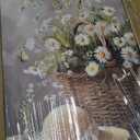 Framed Farmhouse Vintage Daisy Floral Canvas Wall Art, Neutral Country Botanical Artwork Paintings for Bathroom Living Room Kitchen Decor Ready to Hang (16"x24")