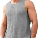 Men's Tank Tops Summer Sleeveless T Shirt Casual Ribbed Knit Muscle Basic Tee Shirts (Gray, XXL)