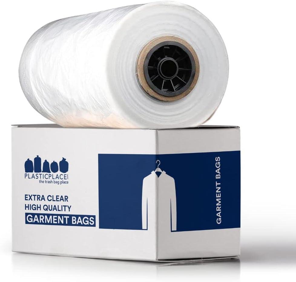Plasticplace 0.65 Mil Garment Dry Cleaners Plastic Pants Bag, 21 x 7 x 30, Clear, 577 Count