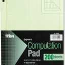 TOPS Engineering Computation Pad, 8-1/2" x 11", Glue Top, 5 x 5 Graph Rule on Back, Green Tint Paper, 3-Hole Punched, 200 Sheets (35502)