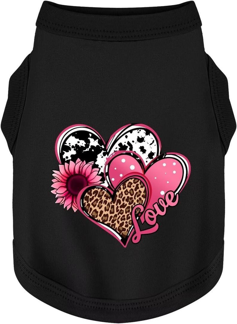 Discover Cozy Cotton Canine Wear: Soft, Lightweight, and Breathable Dog Shirt Vest with Eye-Catching Graphics (Hearts and Love), Keeping Your Furry Friend Comfy! Black, 4XL-(50~90lb) | Back(~25.6"))