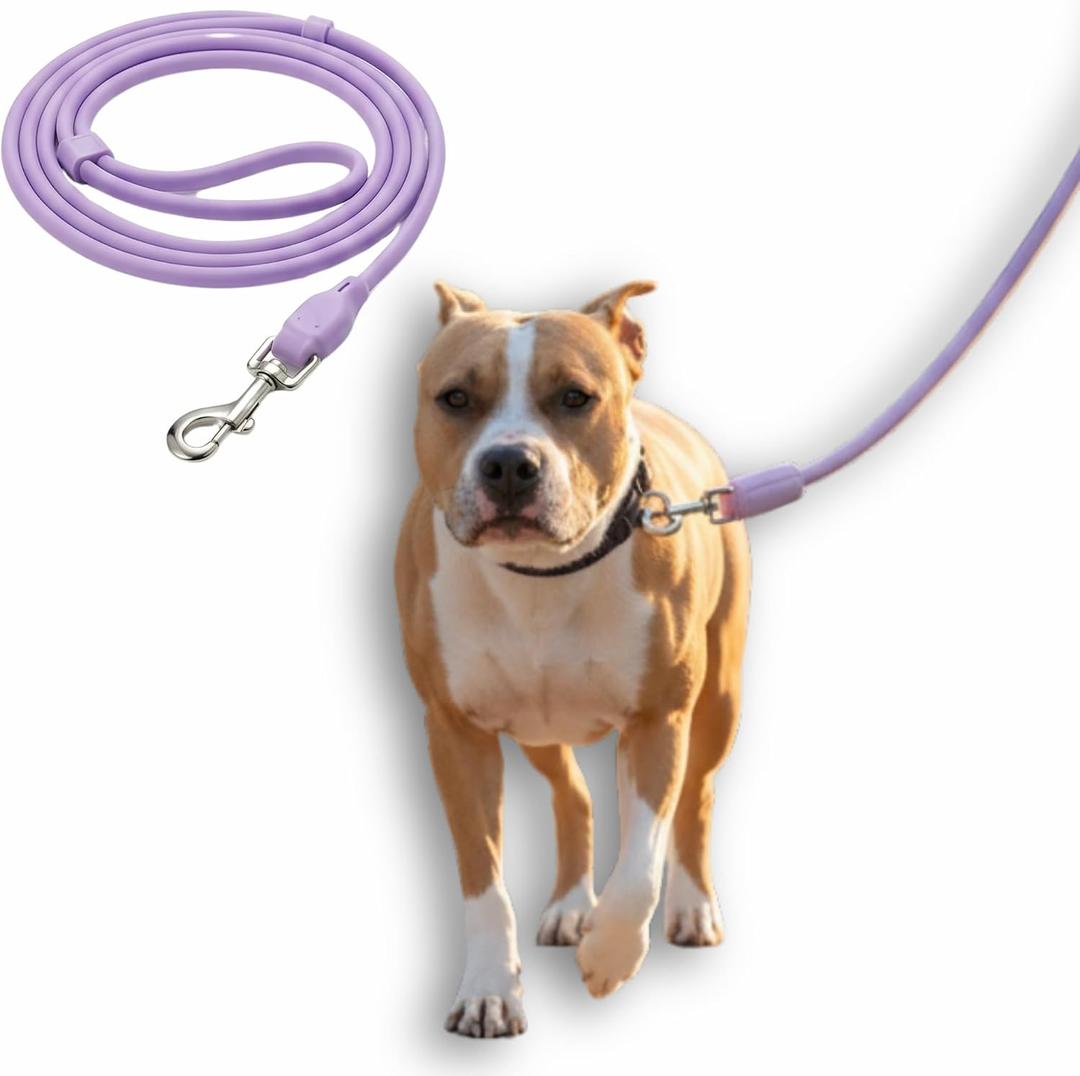 Silicon Hands Free Dog Leash Dual Wearable Handle Leashes Waterproof Medium Large Huge Dogs (18 lbs) Training Walking Running Durable (Baby Purple)