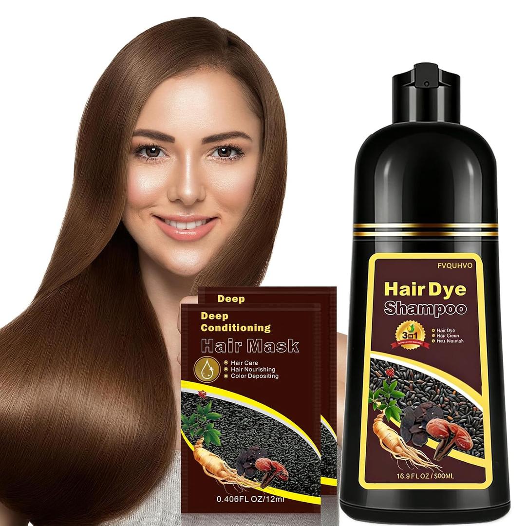 Coffee Hair Dye Shampoo - Color in Minutes, Long Lasting, For All Hair Types (Brown)
