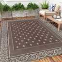 Pauwer 9'x12' Reversible Outdoor Rug, Waterproof Plastic Straw Area Rug for Patios, RV Mat, Camping, Picnic, Beach, Balcony, Pet Friendly, Lightweight