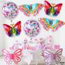 2 x KatchOn, Big, Colorful Butterfly Balloons - 38 Inch, Pack of 6 | Fairies Theme Butterfly Party Decorations | Rainbow Butterfly Theme for Girls, Butterfly Birthday Decorations | Butterfly Foil Balloons