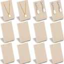 RattanView 12 Pieces Velvet Earring Display Stand Necklace Pendant Jewelry Stand Showcase Organizer Display Holder for Earring Pendant Accessory Rack(Straight Line Style,Linen Color)
