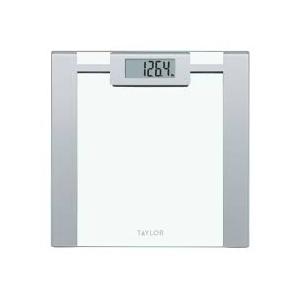 Taylor Digital Bathroom Talking Scale, 5 Languages, Scales Body Weight, White Scale Clear Glass Stainless Steel Accents, 440LB Capacity, Clear Stainless Steel Accents 