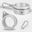 Anovo Flag Pole Rings, Aluminum Alloy Flagpole Rings 360 Rotating Anti Wrap Flag Mounting Ring with Carabiner for 1.75-2.02 Inch Diameter Flagpole (Matte Silver, 2 Inch -Pack of 2)