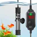 AquaMiracle Aquarium Heater 50W Fish Tank Heater for 5-10 Gal Tanks, LED Digital Display Thermostat Turtle Heater with Out-of-Water Auto Shut-Off, Overheat Protection & Memory Function