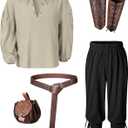 Kids Medieval Viking Pirate Renaissance Tunic Pants Accessories Costume for Boys Cosplay 3-14 Years