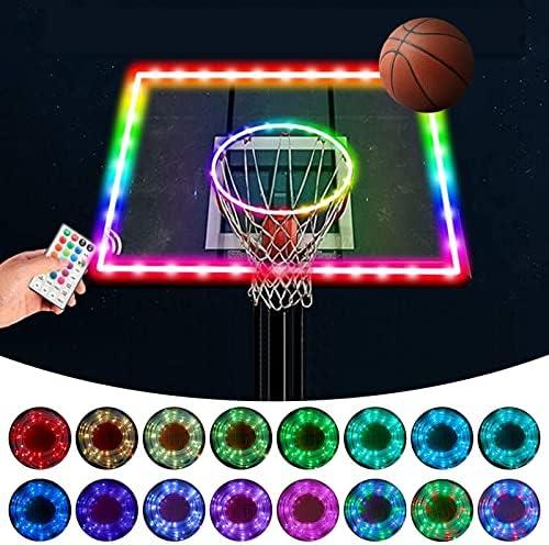 Green Bean LED Basketball Hoop Light Rim and Backboard, Remote Control Basketball Rim Light with 16 Colors 7 Flashing Mode for Playing Basketball in The Dark (Rim and Backboard not Included)