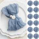 60 Pack Dusty Blue Cheesecloth Napkins Washable 21x21 Inches Dusty Blue Cloth Napkins Set of 60 Bridal Baby Shower Dinner Table Napkins for Wedding Rustic Boho Cotton Gauze Summer Party Table Decor
