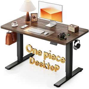 CubiCubi 48 x 24 Inch Electric Standing Desk, Memory Height-Adjustable Sit Stand Desk, One-Piece Desktop, for Home Office, Dark Walnut