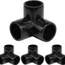 3 Way PVC Pipe Fittings 1/2 Inch, Zernmiarder Black PVC Elbow Corner Side Outlet Tee Fitting, SCH40 Furniture Grade Pipe Connectors - Fits 1/2" Polyvinyl Chloride Pipes, 4 Pieces