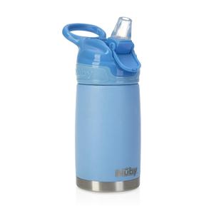 Nuby Thirsty Kids No Spill Flip-It Reflex Stainless Steel Travel Cup or Water Bottle - 10 Oz - 18+ Months - White