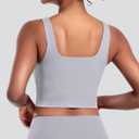 Womens Sports Bras 5 Packs - Square Neck Longline Workout Crop Tank Tops Padded Yoga Camisole with Built in Pads (L)