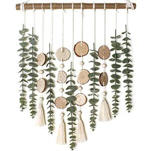 16 Inch Fake Greenery Leaves Plants with Wicker Ball (Green Eucalyptus) | Artificial Eucalyptus Hanging Wall Decor, Rustic Farmhouse Decor for Bedroom Living Room, Boho Home Decor, Gift for Her