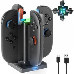 HEYSTOP Charging Dock Compatible with Nintendo Switch 2 Joy-Con, 4-Port Joycon Magnetic Charger Docking Station USB-C Charging LED Indicator for Switch 2 Controller Accessory