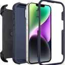 Saiboro for iPhone 14 Belt Clip Case Holster with Stand,for iPhone 14 Defender Case Anti-Drop,2 Layers of Sturdy for iPhone Case14,for Protective iPhone14Case Defender Belt Blue