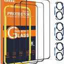 QHOHQ for iPhone 16 Plus Screen Protector with Camera Lens Protector, [Military Grade Shatterproof], Top 9H+ Tempered Glass, Full Edge Coverage, Ultra Durable, with Easy Installation Tool [12+12Pack]