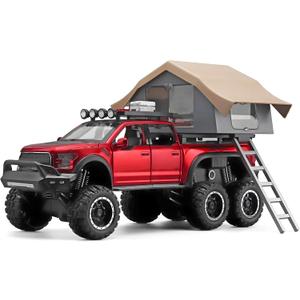 Toy Trucks for Boys Age 4-7,Trucks for Kids F150 Diecast Truck,Model F150 Pickup Truck with Sightseeing Cabin,Pull Back Cars with Light and Sound,Trucks for Kids Ages 4-8Red