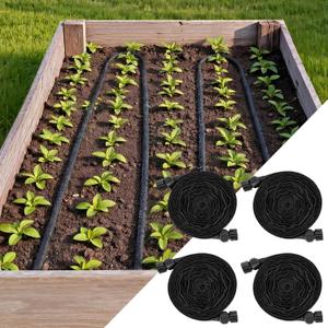 Soaker Hose,Lightweight and Soft Garden Drip Hose Saves 80% Water,Leak Proof Sprinkler Hose for Garden,Flower Planters & Vegetable Plots Watering (4 * 25ft)