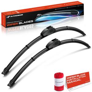2 x A-Premium 28" + 28" Windshield Wiper Blades with Wear Indicator & Towel