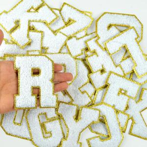 Morcheiong 26Pcs 3.14 Inch Large Chenille Letter Patches A-Z Self Adhesive, Chenille Letters for Clothing, Letters Patches for Fabric (White)