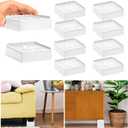 Bed Risers 1 inch, 2 inch, 3 inch, 4 inch Heavy Duty, Adjustable Furniture Riser for Table Desk Couch Sofa Chair Recliner Leg Frame Dorm, Stackable Bed Raisers Blocks (White 8 Pack, 1 inch)