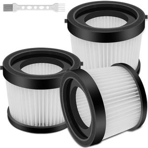 3 Pack DCV501HB Filters for DEWALT 20V Cordless Handheld Vacuums - Filter, Washable and Reusable, Compatible with Part # DCV5011H & 1 Brush