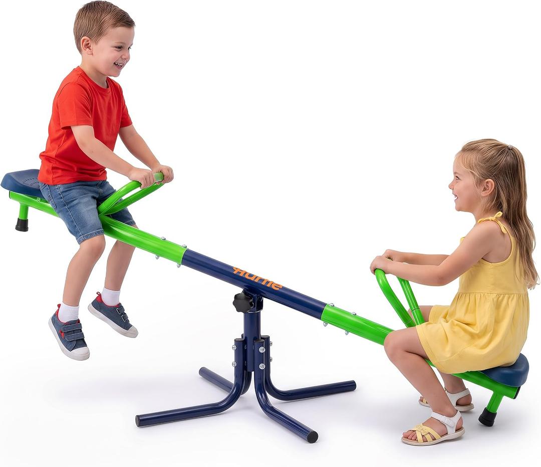 HURTLE Spinning Swivel Seesaw for Kids, Teeter Totter for Toddlers, Sturdy Steel Outdoor Seesaw for Boys & Girls, Kids Yard Toy that Spins & Teeters for Active, Screen Free Fun, Great Backyard Gift