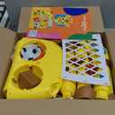 Move2Play, Giraffe Basketball Hoop & Soccer Goal Activity Center | 30+ Sounds & Songs + 5 Lights | 1 2 3 Year Old Birthday Gift for Boys and Girls | Toy for Baby & Toddlers (Yellow)